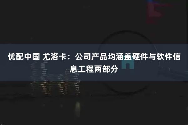 优配中国 尤洛卡：公司产品均涵盖硬件与软件信息工程两部分